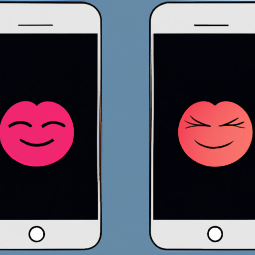 An image showcasing a smartphone screen split into two halves: on the left, a blushing face emoji with heart-shaped eyes, on the right, a winking face emoji with a smirking kiss mark, representing flirty emojis used by guys