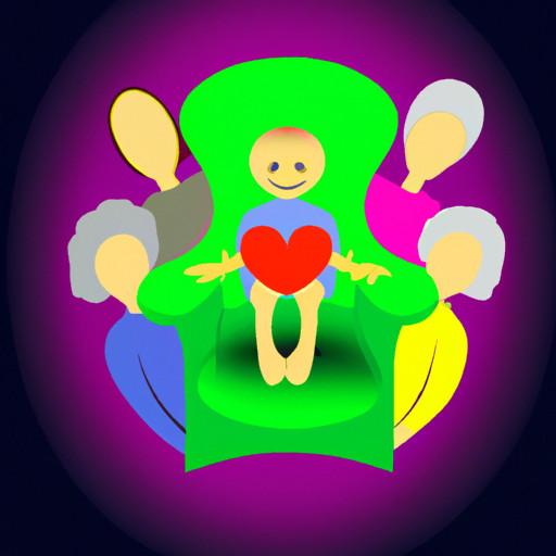 An image depicting a young child sitting on a cozy armchair, surrounded by a circle of loving family members, with gentle smiles on their faces, offering comforting embraces, symbolizing the vital role of emotional support in a child's development