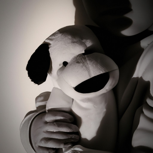An image of a child with teary eyes, hugging a stuffed animal tightly, while a shadow of a comforting figure looms behind them, symbolizing the unspoken emotional needs yearning for support and understanding
