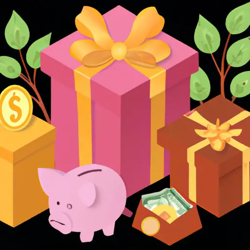 An image showcasing a beautifully wrapped gift box filled with symbolic items like piggy banks, money trees, and golden envelopes, representing parents' financial contributions as engagement gifts