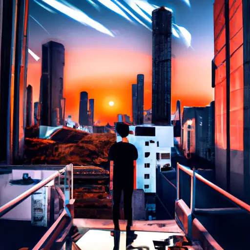 An image capturing the thrill of exploration: a vibrant cityscape at sunset, with a solitary figure standing on a rooftop, gazing into the distance, beckoning viewers to embark on their next adventure