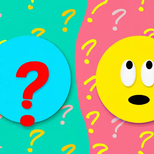 An image showcasing a confused face emoji and a laughing face emoji side by side, both surrounded by question marks