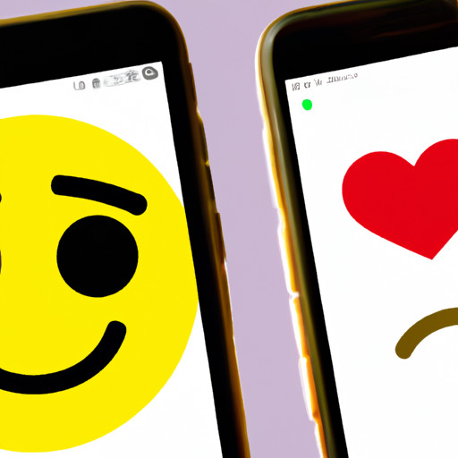 An image showcasing a phone screen split into two halves, revealing a heart emoji on one side and a suspiciously raised eyebrow emoji on the other, symbolizing the topic of frequently used emojis and cheating