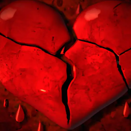 An image showcasing a shattered heart emoji, rendered in vibrant red hues, with delicate cracks spreading across its surface