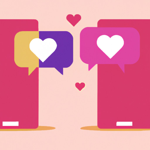 An image that showcases a conversation between two people on a messaging app, with a heart reaction floating above their chat bubbles, symbolizing love, affection, or appreciation