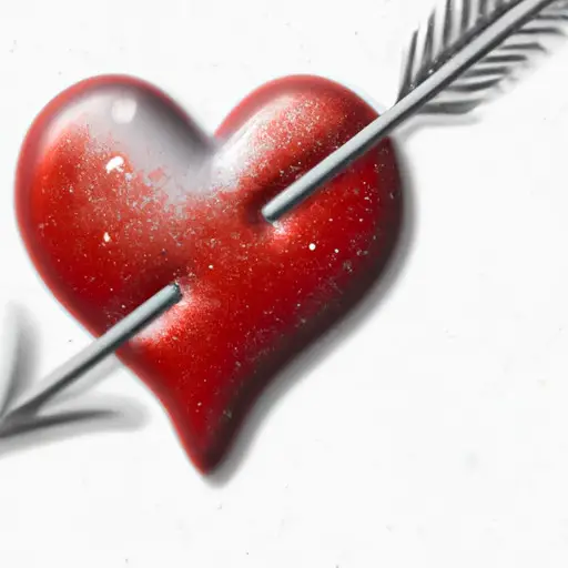 An image showcasing a vibrant red heart pierced by a sleek silver arrow, symbolizing love and desire