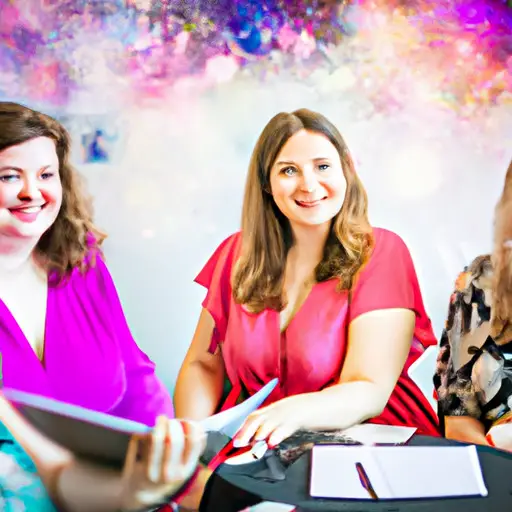 An image featuring a diverse group of women engaging in lively conversations and laughter at a vibrant social event or activity, showcasing their confident body language and genuine connections