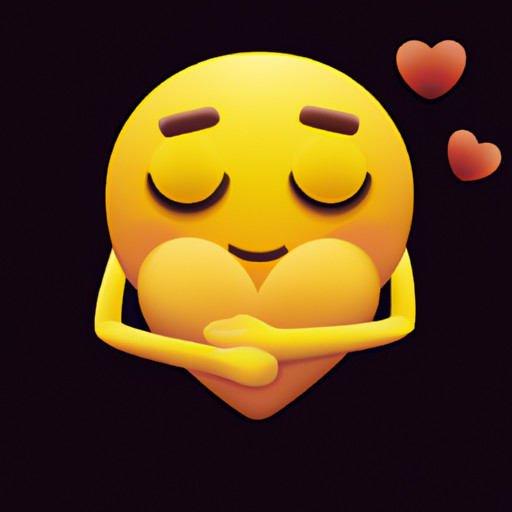 An image featuring a bright yellow heart emoji with arms wrapped around it in a tight, affectionate embrace