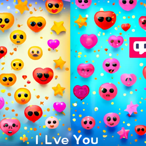 An image showcasing a vibrant conversation between two people, incorporating the 'I Love You' text emoji