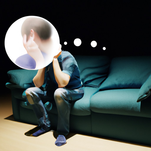 An image showcasing a person sitting on a couch with their head in their hands, surrounded by a clear bubble symbolizing emotional space
