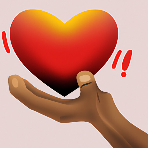 An image that showcases a man's hand holding a red heart emoji, evoking a sense of love and affection
