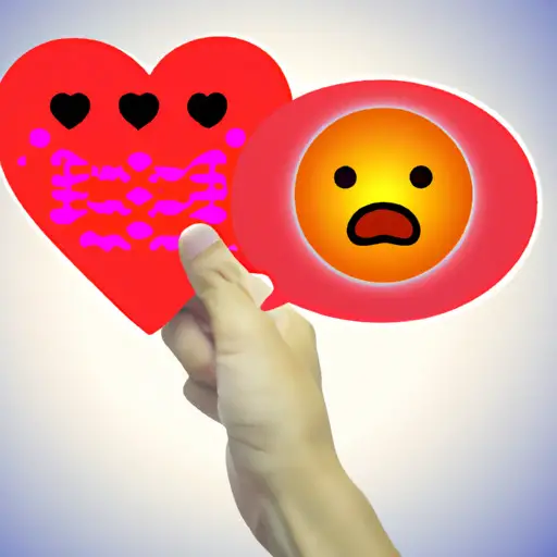 An image of a man's hand holding a red heart emoji, with a contemplative expression