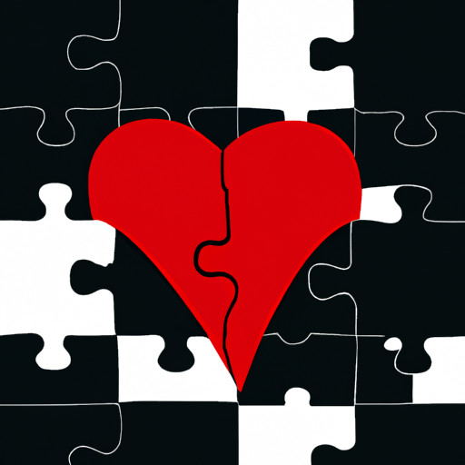 An image depicting a shattered heart-shaped puzzle, with one missing piece, symbolizing the destructive impact of side chicks on relationships