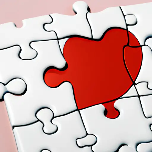 An image depicting a heart-shaped puzzle split in two, with one side fitting perfectly into the other