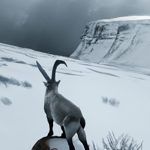 An image of a desolate winter landscape with a lone mountain goat, symbolizing a Capricorn man