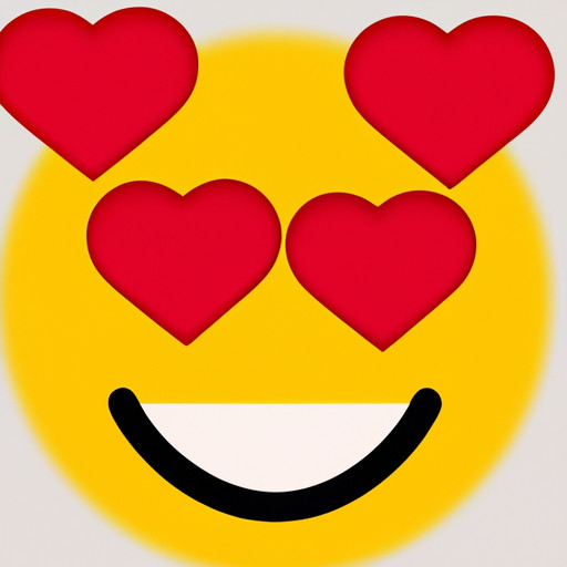 An image of a vibrant yellow smiling face with closed eyes, adorned with three red heart-shaped eyes, radiating warmth and affection