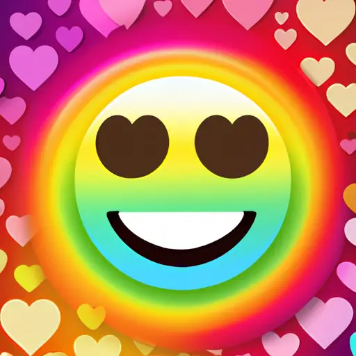 An image showcasing the Smiling Face With Hearts Emoji surrounded by a vibrant rainbow of colorful hearts