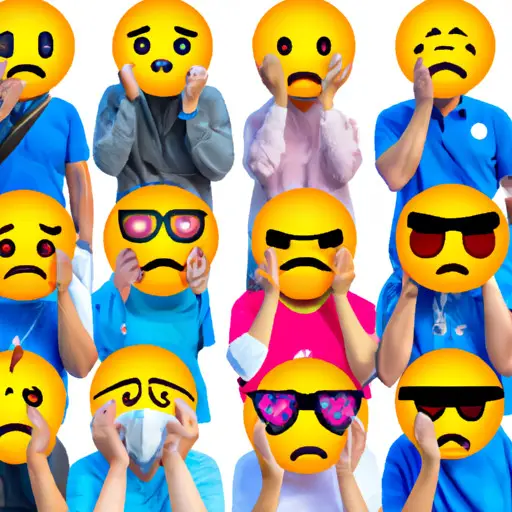 An image portraying a diverse group of people, each wearing a thinking face emoji mask, engaging in various forms of communication - from spoken word to written messages - symbolizing the profound impact emojis have on modern communication