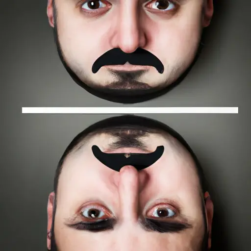 An image illustrating an upside-down smiley face on a man's face, portraying confusion and sadness