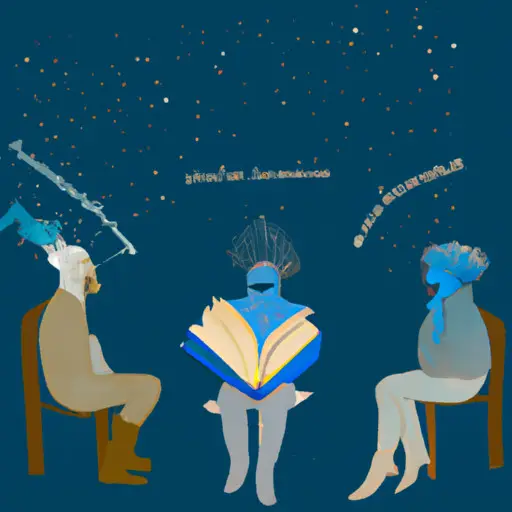 An image showing three distinct Aquarius personalities: an intellectual Aquarius engrossed in books, a sociable Aquarius surrounded by friends, and a visionary Aquarius lost in thoughts, gazing at the stars above