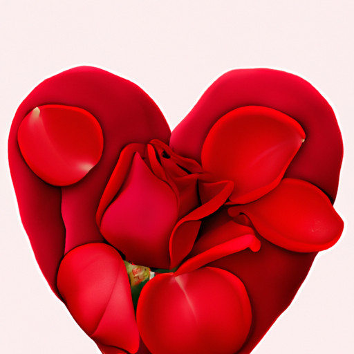 An image featuring a vibrant red heart surrounded by delicate rose petals, evoking feelings of passion and love