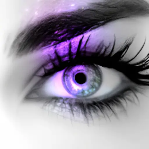 An image showcasing a close-up shot of a woman's eye, with a playful glimmer in her iris, surrounded by long, curled lashes