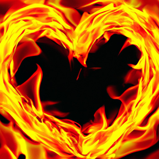 An image showcasing a heart engulfed in vibrant flames, symbolizing the Fire Heart Emoji