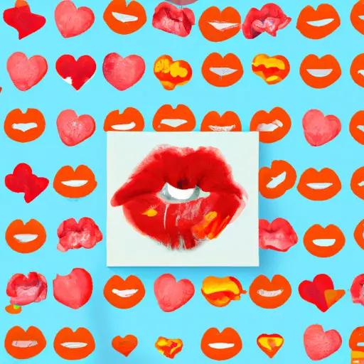 An image showcasing a collage of various kiss emojis, including the red heart kiss, the blowing a kiss, the lip bite, and more