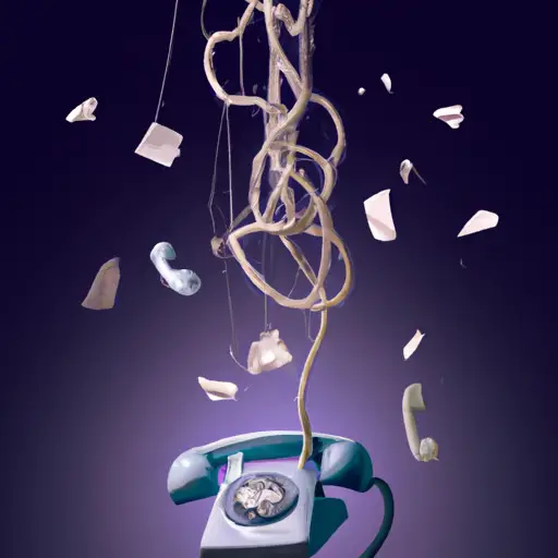 An image of a broken telephone, tangled with a thread of memories, suspended in mid-air