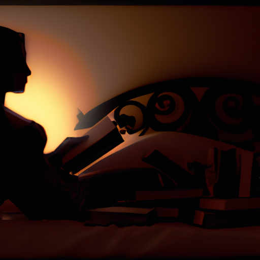An image showcasing a woman's silhouette against a dimly lit bedroom, her eyes closed, lost in a secret fantasy