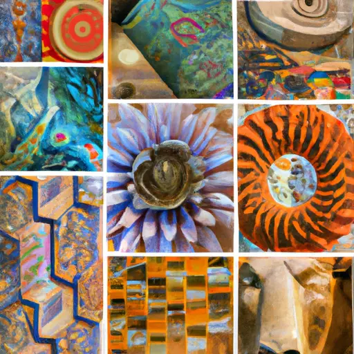 Nt collage of handcrafted artwork, showcasing intricate ceramic sculptures, exquisite wooden carvings, and delicate mosaic pieces