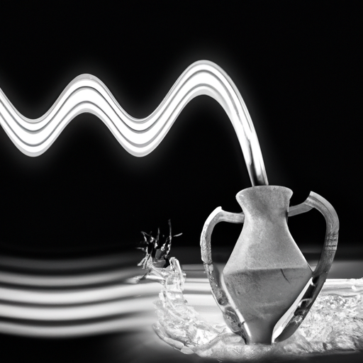 An image showcasing the Aquarius symbol, with its iconic waves flowing from a water pitcher, symbolizing the deep connection to knowledge, individuality, and humanitarianism