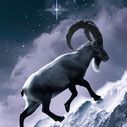 An image featuring a stoic mountain goat gracefully scaling a steep, icy peak with unwavering determination