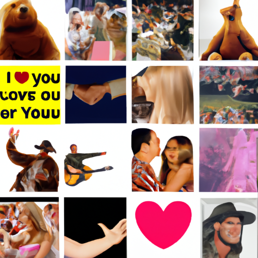 An image showcasing a collage of hilarious pop culture-inspired 'I Love You' memes