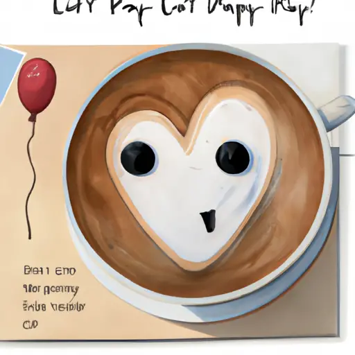 An image featuring a whimsical, cartoon-style heart-shaped balloon with googly eyes, floating above a smiling cup of coffee with heart-shaped latte art, surrounded by a cluster of adorable puns and wordplay