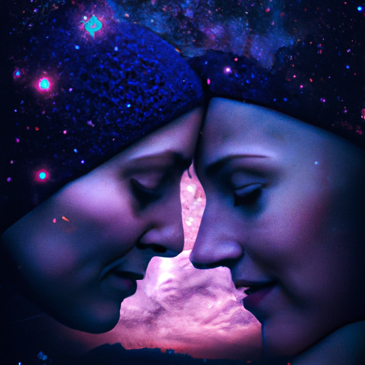 An image showcasing a tender moment between a Cancer woman and her partner, nestled under a starry sky, symbolizing their deep emotional connection