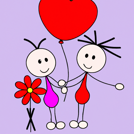 An image featuring two adorable cartoon characters, one offering a bouquet of flowers and the other holding a heart-shaped balloon, symbolizing gratitude and friendship