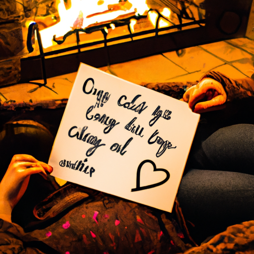 An image showcasing a cozy couple sitting by a fireplace, surrounded by adorable personalized nicknames written on heart-shaped notes