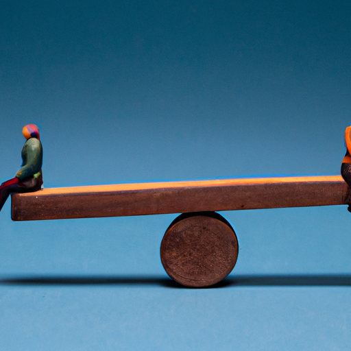 An image showcasing a couple sitting back-to-back on a seesaw, symbolizing the unexpected strategy of finding balance and compromise in conflict resolution