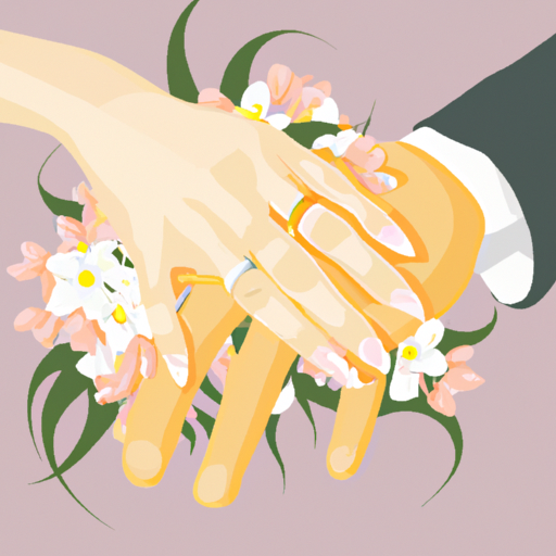 An image of two intertwined hands, wearing matching gold rings, symbolizing unity and commitment