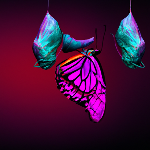 An image capturing a vibrant butterfly emerging from a cocoon, symbolizing personal growth and transformation