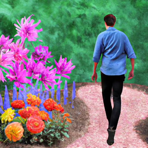 An image showcasing a vibrant garden filled with blooming flowers, symbolizing personal growth