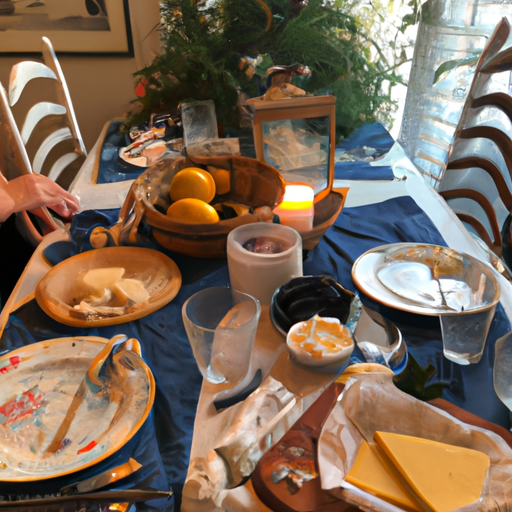 An image capturing the warmth of a kitchen table adorned with a lovingly prepared meal, where a multigenerational family shares laughter, stories, and embraces, their eyes reflecting genuine affection and unwavering support