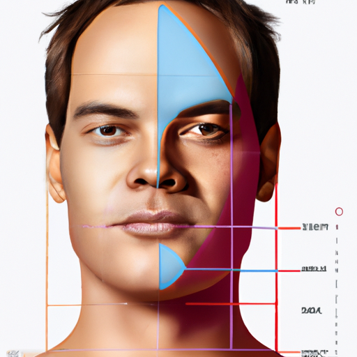 An image that showcases a close-up of a face divided into sections, each labeled with corresponding numbers and arrows