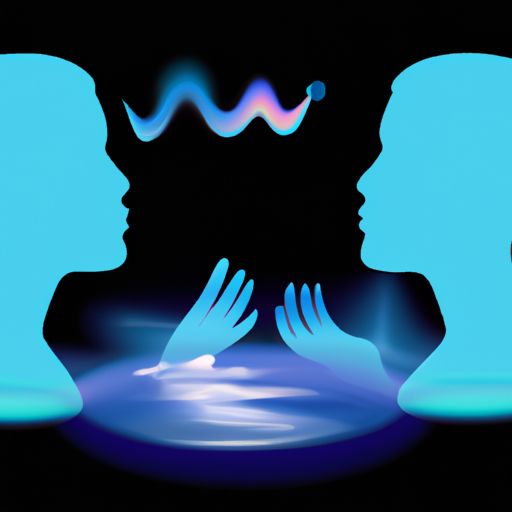 An image that portrays two silhouettes of an Aquarius and their partner sitting face-to-face, engrossed in deep conversation
