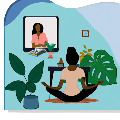 An image depicting a serene setting, where a person practices self-care by engaging in activities like yoga, meditation, or journaling