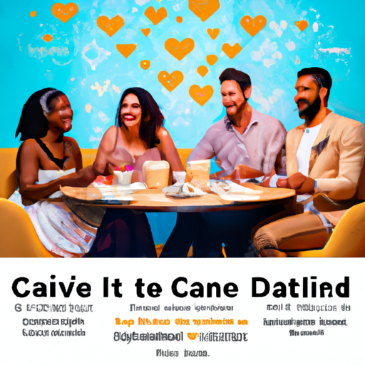 Create an image showcasing a diverse group of individuals engaged in meaningful conversations and heartfelt connections, as they navigate through a virtual landscape of online dating sites and apps, in search of true love and serious relationships