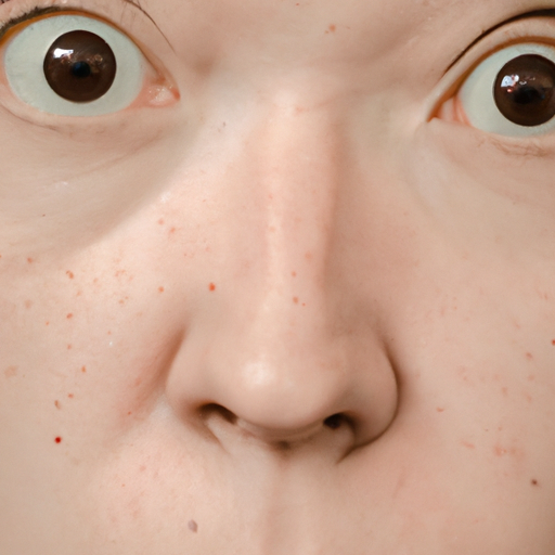An image depicting a close-up of a person's face with eyes widened in surprise, eyebrows raised, and corner of the mouth slightly pulled upward, showcasing the microexpression indicative of deception
