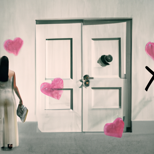 An image depicting a woman confidently standing in front of a closed door, symbolizing setting boundaries