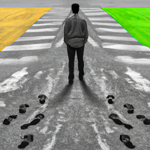 An image showcasing a lone figure standing at a crossroads, one path leading towards a vibrant future, while the other path is filled with faded footsteps, symbolizing the powerful journey of learning from past mistakes